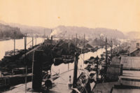 Island Dock, and barges loaded with coal,